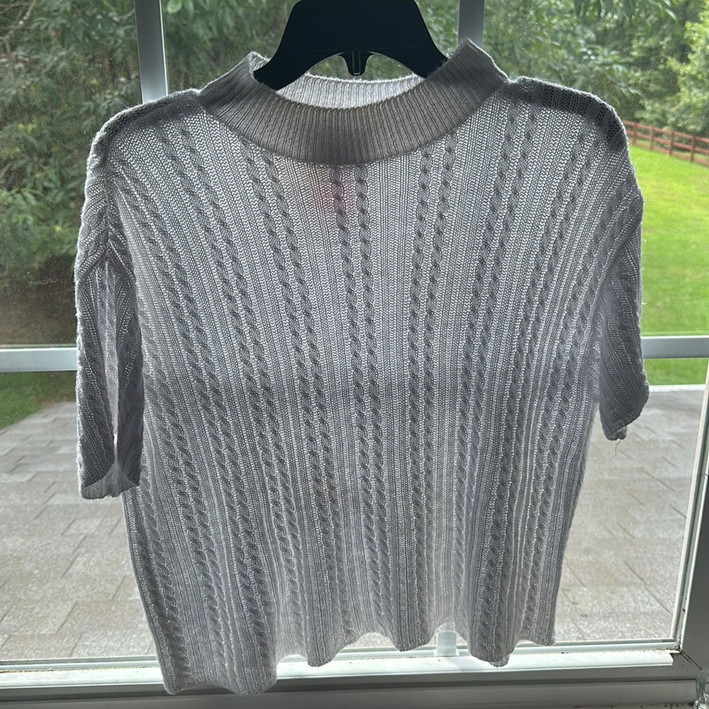 White knit grandma turtle neck sweater top!